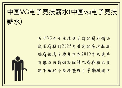 中国VG电子竞技薪水(中国vg电子竞技薪水)